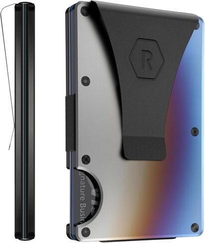 Ridge Wallet for Men - Slim Minimalist Compact Wallet and Card Holder, RFID Protected Front Pocket Wallets for Men with Integrated Money Clip (Burnt Titanium) in Kuwait