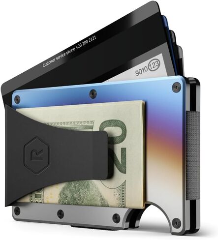 Ridge Wallet for Men - Slim Minimalist Compact Wallet and Card Holder, RFID Protected Front Pocket Wallets for Men with Integrated Money Clip (Burnt Titanium) in Kuwait
