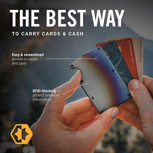 Ridge Wallet for Men - Slim Minimalist Compact Wallet and Card Holder, RFID Protected Front Pocket Wallets for Men with Integrated Money Clip (Burnt Titanium) in Kuwait