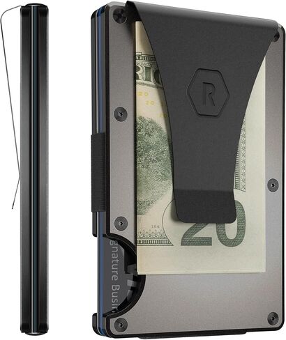The Ridge Wallet for Men - Slim Minimalist Compact Wallet and Card Holder, RFID Protected Front Pocket Wallets for Men with Integrated Money Clip (Gunmetal) in Kuwait