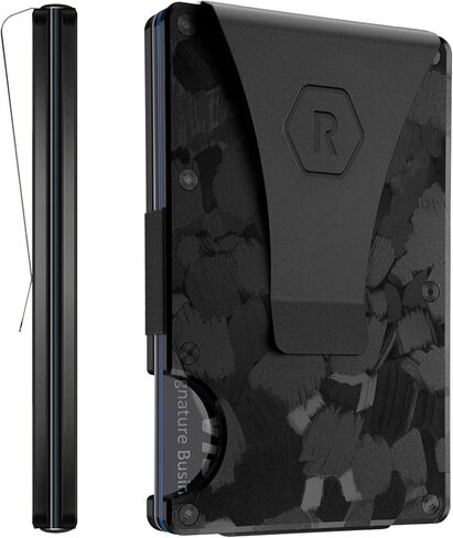 The Ridge Wallet for Men - Slim Minimalist Compact Wallet and Card Holder, RFID Protected Front Pocket Wallets for Men with Integrated Money Clip (Royal Black) in Kuwait