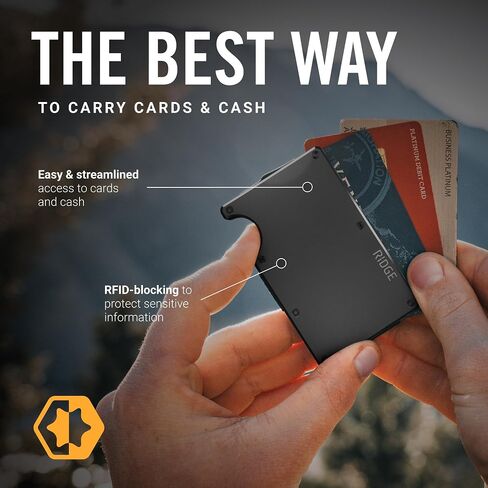 The Ridge Wallet for Men - Slim Minimalist Compact Wallet and Card Holder, RFID Protected Front Pocket Wallets for Men with Integrated Money Clip (Gunmetal) in Kuwait