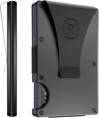 The Ridge Wallet for Men - Slim Minimalist Compact Wallet and Card Holder, RFID Protected Front Pocket Wallets for Men with Integrated Money Clip (Royal Black) in Kuwait