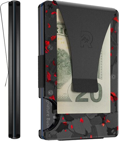 The Ridge Wallet for Men - Slim Minimalist Compact Wallet and Card Holder, RFID Protected Front Pocket Wallets for Men with Integrated Money Clip (Royal Black) in Kuwait