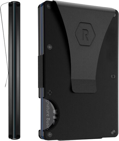 The Ridge Wallet for Men - Slim Minimalist Compact Wallet and Card Holder, RFID Protected Front Pocket Wallets for Men with Integrated Money Clip (Royal Black) in Kuwait