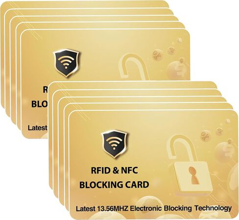 بطاقات Jet International RFID المحمية، عبوة ذهبية من 10: درع محفظة كامل للرجال والنساء، واقي بطاقة الائتمان للخصم البنكي بدون تلامس NFC، واقي بطاقة الائتمان ATM (10) in Kuwait