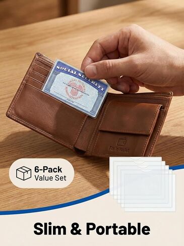 6 Pack Social Security Card Protector Sleeves, Ultra Clear SSN/ID/Debit/Credit/Medicare Card Holder, Men's ID Cases in Kuwait