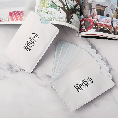 10 قطع من أكمام بطاقات RFID - هيكل من رقائق الألومنيوم عالي التحمل، حماية ضد المغناطيس للبطاقات المصرفية، الهوية، جوازات السفر، متوافقة مع قارئات RFID، أساسيات السفر والأعمال in Kuwait