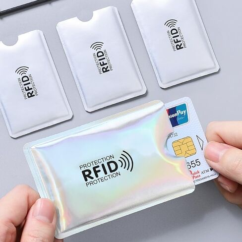 10 قطع من أكمام بطاقات RFID - هيكل من رقائق الألومنيوم عالي التحمل، حماية ضد المغناطيس للبطاقات المصرفية، الهوية، جوازات السفر، متوافقة مع قارئات RFID، أساسيات السفر والأعمال in Kuwait