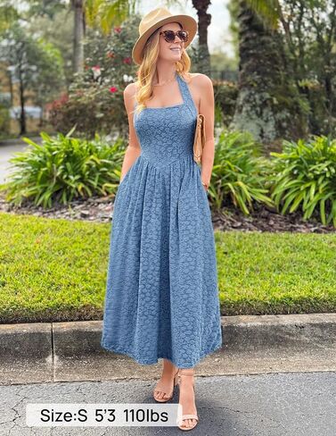ZESICA Women's Summer Sleeveless Floral Maxi Dresses 2026 Halter Neck Flowy A Line Formal Cocktail Wedding Guest Long Dress in Kuwait