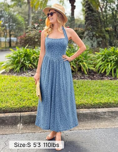 ZESICA Women's Summer Sleeveless Floral Maxi Dresses 2026 Halter Neck Flowy A Line Formal Cocktail Wedding Guest Long Dress in Kuwait