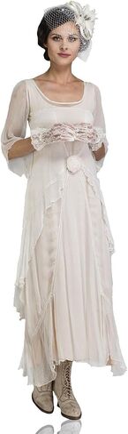 Nataya 10709 Women's 1920s Vintage Style Wedding Party Dress in Ivory in Saudi Arabia