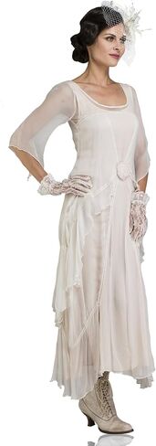 Nataya 10709 Women's 1920s Vintage Style Wedding Party Dress in Ivory in Saudi Arabia