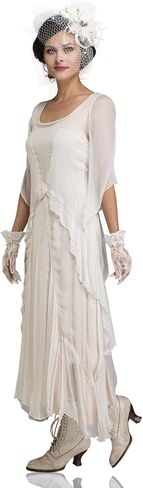 Nataya 10709 Women's 1920s Vintage Style Wedding Party Dress in Ivory in Saudi Arabia