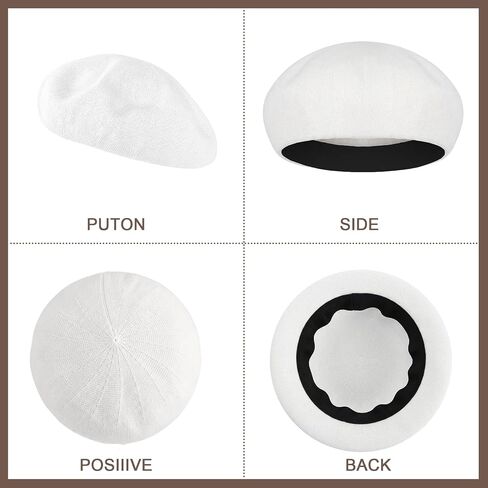 Unittype 2 Pcs Summer French Beret for Women Summer Knitted Thin Beret Hat Breathable Thin Solid Color Mesh Adjustable Octagonal Cap Beach Beanie for Women in Saudi Arabia