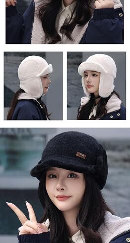 Winter Warm Trapper Hat for Women Men, Fleece Lined Ear Flap Ushanka with Neck Protection, Soft Shearling Helmet-Friendly Cap in Kuwait