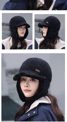 Winter Warm Trapper Hat for Women Men, Fleece Lined Ear Flap Ushanka with Neck Protection, Soft Shearling Helmet-Friendly Cap in Kuwait