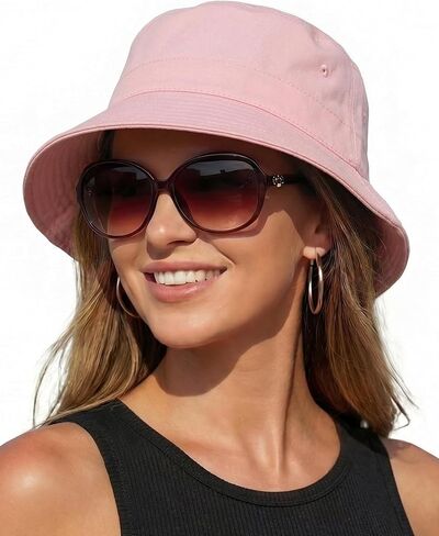 HONGTEYA Bucket Sun Hats for Woman Men Cotton Packable Summer Beach Sun Bucket Hats for Women Men Fishing Outdoor Vacation in Kuwait