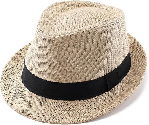 Straw Fedora Hats for Men Women, 1920s Short Brim Trilby Panama Hat Summer Beach Sun Cap in Saudi Arabia
