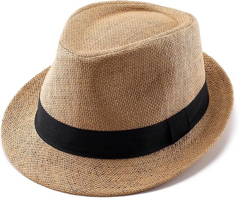 Straw Fedora Hats for Men Women, 1920s Short Brim Trilby Panama Hat Summer Beach Sun Cap in Saudi Arabia