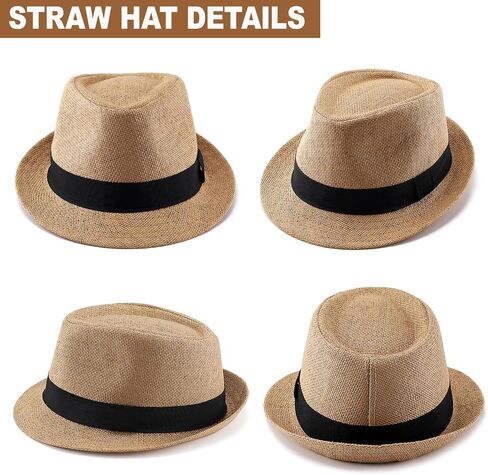 Straw Fedora Hats for Men Women, 1920s Short Brim Trilby Panama Hat Summer Beach Sun Cap in Saudi Arabia