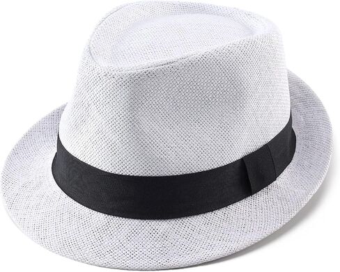 Straw Fedora Hats for Men Women, 1920s Short Brim Trilby Panama Hat Summer Beach Sun Cap in Saudi Arabia