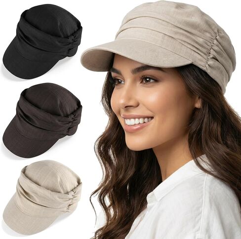 Babalet Women Linen Blend Newsboy Hat, Lightweight Breathable Chemo Hat for Women with Hair Loss, Cancer Headwear Headwraps in Saudi Arabia