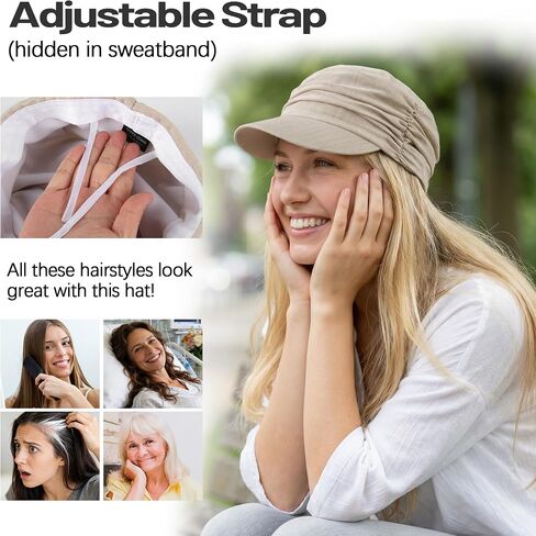 Babalet Women Linen Blend Newsboy Hat, Lightweight Breathable Chemo Hat for Women with Hair Loss, Cancer Headwear Headwraps in Saudi Arabia