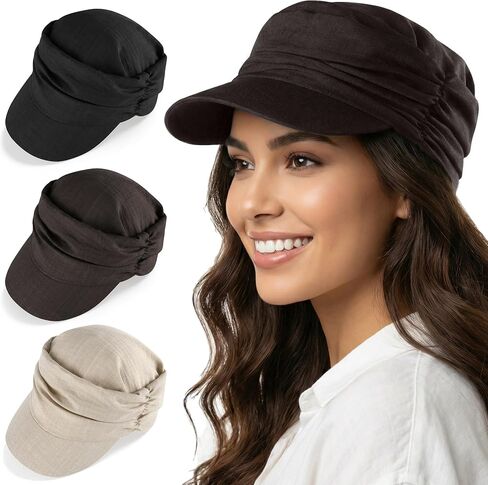 Babalet Women Linen Blend Newsboy Hat, Lightweight Breathable Chemo Hat for Women with Hair Loss, Cancer Headwear Headwraps in Saudi Arabia