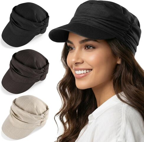 Babalet Women Linen Blend Newsboy Hat, Lightweight Breathable Chemo Hat for Women with Hair Loss, Cancer Headwear Headwraps in Saudi Arabia