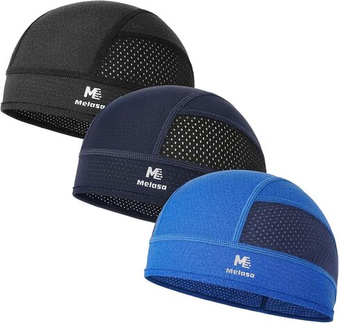 MELASA 3Pcs Breathable Mesh Skull Cap for Men Women, Cooling Helmet Liner, Lightweight Quick-Dry Beanie Cycling Hard Hat in Kuwait