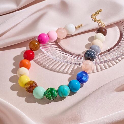 LILIE&WHITE قلادات خرز ملونة مكتنزة للنساء العصرية بياقة بوهو بيان قلادة قلادة صيفية للشاطئ مجوهرات هدية عيد ميلاد لها in Kuwait