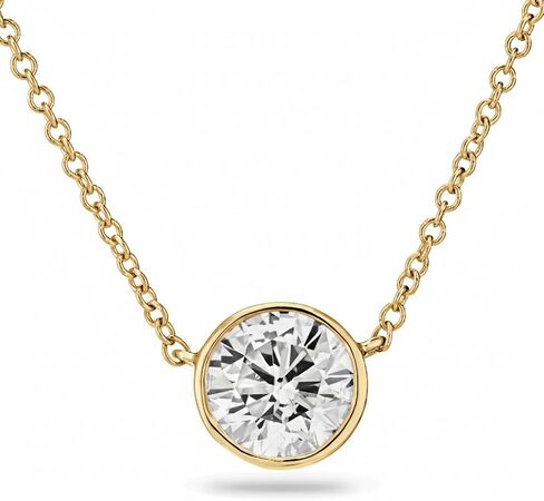 The Diamond Channel CERTIFIED LAB-GROWN 0.25-4 CARAT 14K Gold Or Sterling Silver Diamond Necklace for Women, 16" Chain with 18" Extender, F-G Color, VS1-VS2 Clarity, Bezel Set Diamond Pendant in Saudi Arabia