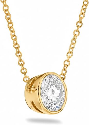 The Diamond Channel CERTIFIED LAB-GROWN 0.25-4 CARAT 14K Gold Or Sterling Silver Diamond Necklace for Women, 16" Chain with 18" Extender, F-G Color, VS1-VS2 Clarity, Bezel Set Diamond Pendant in Saudi Arabia