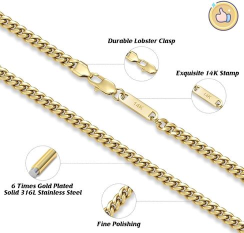 Gold-Tone Franco Chain Necklace, Gold Color, Includes Gift Box | Real Gold in Kuwait