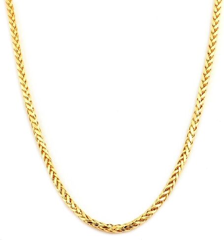 LoveBling 10K Yellow Gold 2.5mm Palm Round Wheat Franco Chain Necklace with Lobster Lock in Saudi Arabia