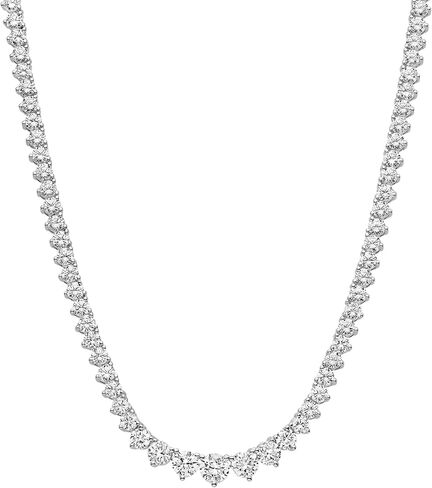 KISPER Graduated Tennis Necklace for Women – 14K Gold Plated 5A CZ Simulated Diamond Necklace – 3-Prong Setting, 3-5mm Stones, Adjustable 15-18" in Kuwait