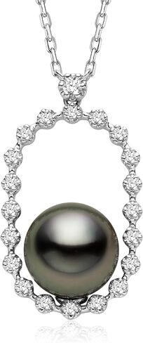 Tahitian Pearl Necklaces for Women 10-11mm/11-12mm Black Cultured Pearl with 925 Sterling Silver 20" + 2" Adjustable Chain, Birthday Anniversary Jewelry Mothers Day Gifts for Mom in Kuwait