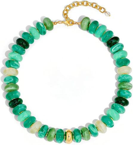 WOWORAMA Colorful Chunky Necklaces for Women 20MM Large Oversized Resin Beaded Necklace Bold Statement Chunky Choker Necklace Boho Summer Jewelry in Kuwait