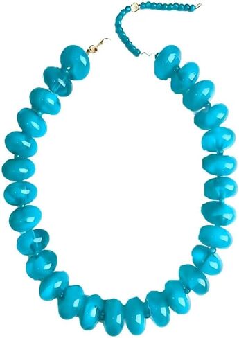 Chunky Beaded Statement Necklace for Women, Colorful Rondelle Bead, Bohemian Style, Adjustable Length, Summer Beach Accessory in Kuwait