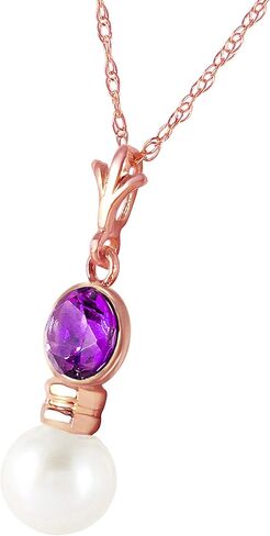 14k Yellow, White, Rose Gold Necklace with Amethyst and Freshwater-cultured Pearl in Kuwait