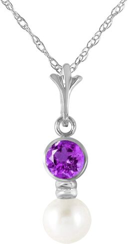 14k Yellow, White, Rose Gold Necklace with Amethyst and Freshwater-cultured Pearl in Kuwait