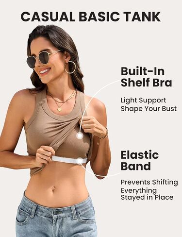 BVNSOZ 3 Piece Womens Tank Tops with Built in Bras Ribbed Sleeveless Casual Shirt Racerback Fitted Basic Workout Tank Tops in Saudi Arabia