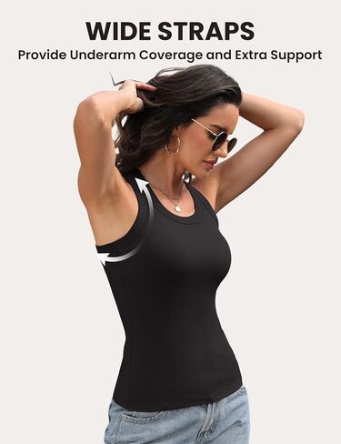 BVNSOZ 3 Piece Womens Tank Tops with Built in Bras Ribbed Sleeveless Casual Shirt Racerback Fitted Basic Workout Tank Tops in Saudi Arabia