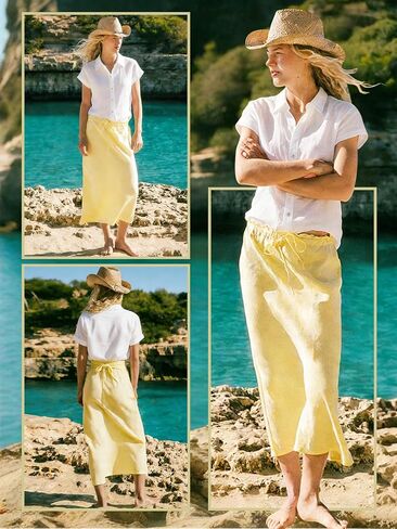Womens Linen Shirts Short Sleeve Button Down Shirts Casual Vacation Beach Summer Tops Cowgirl Western Concert Outfits in Kuwait