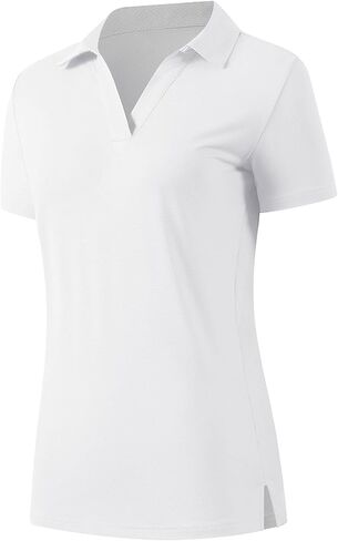 Womens Polo Shirts Short Sleeve V Neck Business Casual Work Tops Quick Dry UPF 50+ Sun Protection Golf Shirt Fitted Collared in Saudi Arabia