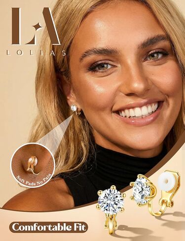 LOLIAS مشبك على الأقراط للنساء 14K مطلية بالذهب أقراط مشبكية غير مثقوبة آذان كليب تشيكوسلوفاكيا اللؤلؤ عقدة تويست هوب مكتنزة وترصيع القرط مجموعة هيبوالرجينيك أقراط وهمية مجوهرات in Kuwait