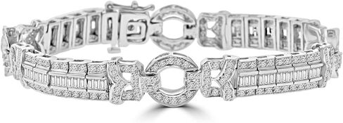 7.27 ct Ladies Baguette and Round Cut Diamond Tennis Bracelet In Channel and Pave Setting14 kt White Gold in Saudi Arabia
