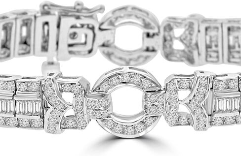 7.27 ct Ladies Baguette and Round Cut Diamond Tennis Bracelet In Channel and Pave Setting14 kt White Gold in Saudi Arabia