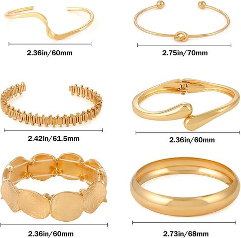 ILGANT Gold Bangle Bracelets for Women Gold Plated Chunky Cuff Bangle Bracelet Stackable Multi Layer Bangles Fashion Jewelry Set in Saudi Arabia